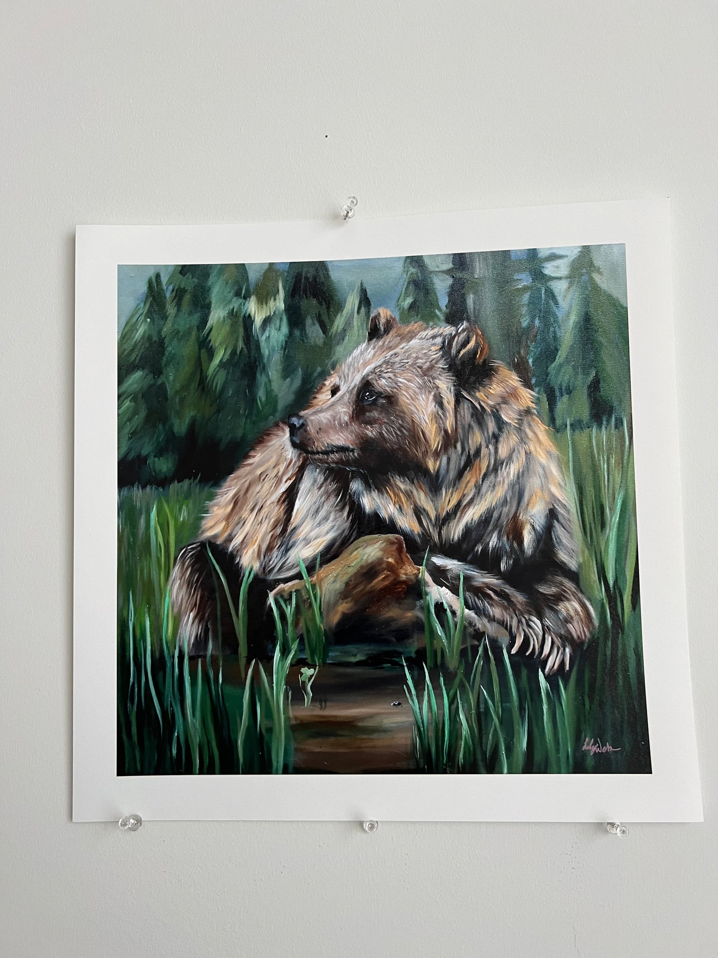 Grizzly Bear Oil Painting - Print